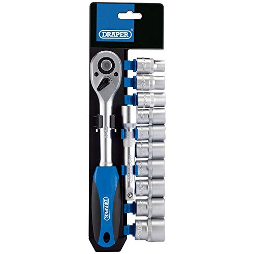 Draper 16374 1/2-Inch Square Drive Metric Socket and Ratchet 12 Piece Set