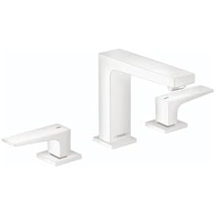hansgrohe Metropol Modern Low Flow Water Saving 2-Handle 3-Hole 5-inch Tall Bathroom Sink Faucet in Matte White, 32516701