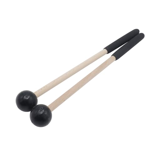 Soundspire 8 Inch Percussion Mallets Stick 2 Pack - Black Rubber Head Wood Handle Drum Mallets for Xylophone Glockenspiel Tongue Drum