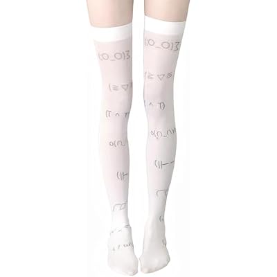 lolita y2k thighs high stockings for girls, kawaii cute sheer patterned thin long knee trouser sexy patterned white socks for women, cutecore cosplay femboy gyaru clothes
