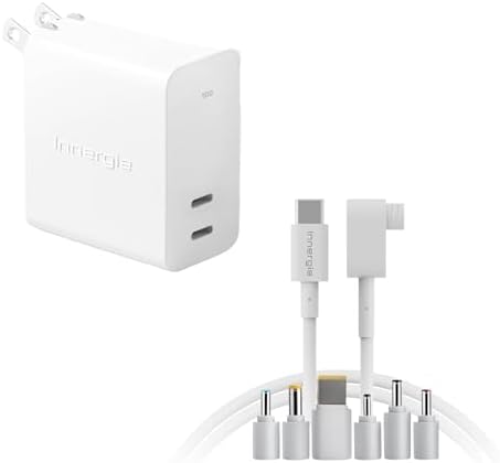 Innergie 100W GaN Laptop Bundle: C10 Duo Dual USB-C Wall Charger & Universal USB-C to DC Smart Tip Cable (6 Tips) for MacBook, Dell, HP, Lenovo, ASUS, iPhone, Samsung
