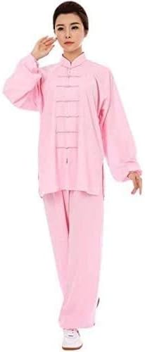 TaiChi Uniform,Tai Chi Clothing, Womens Tai Chi Uniform Chinese Traditional Cotton Plus Silk Tai Chi Suits Martial Arts Wear Long Sleeve Morning Exercises Kung Fu ClothingPink_Large