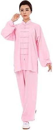 TaiChi Uniform,Tai Chi Clothing, Women's Tai Chi Uniform Chinese Traditional Cotton Plus Silk Tai Chi Suits Martial Arts Wear Long Sleeve Morning Exercises Kung Fu Clothing(Pink_Medium)