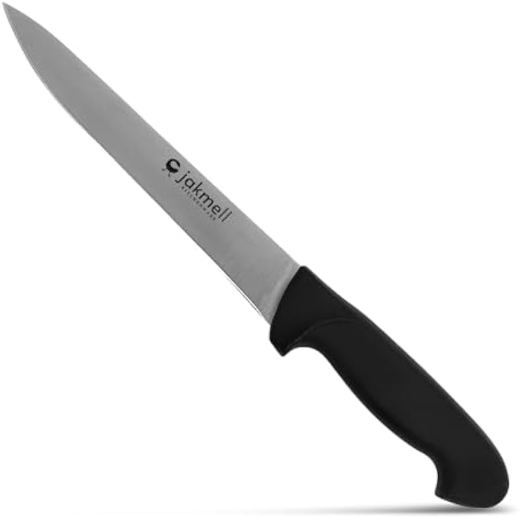 8-inch Carving Knife with Ergonomic Handle, Deli Slicing Knife with Stainless Steel Blade, Sharp BBQ and Meat Knife, Silver