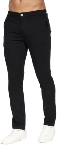 Crosshatch Men's Chino Slim Fit Jeans Stretch Trousers Zip Fly Casual Work Cotton Trousers