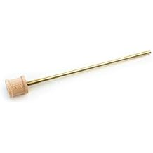 4" Long Stem/Straw Brass Cleaner and Tamper Tool with Wooden Handle for Shaka, Disco, Lollipop, Proto Pipes, Bubblers and Water Pipes, Made in Hawaii, USA