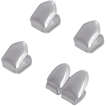 4Pcs Gold Silver Plated Teeth Hip Hop Tooth Gold Grillz 4 Top Teeth Grillz Hip Hop Tooth Caps Accessories for Men Women Hip Hop Costume Rappers Costume Performers Party Halloween