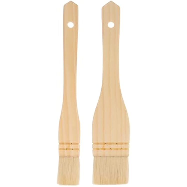 uxcell 2 Pcs 2 Size Flat-Hake Brushes, Artist Painting Brushes Paint Brush Sheep Hair Brushes Set for Watercolor, Pottery Painting