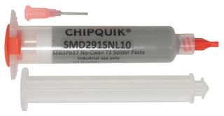 Chipquik SMD291SNL10 Solder Paste Rework Syringe, SN96.5, 3Ag, 0.5Cu, 10cc