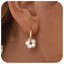 Flower Hoop Earrings for Women, Bohemia Flower Charm Earrings For Women Her Dainty Earrings Mother's Day Gift