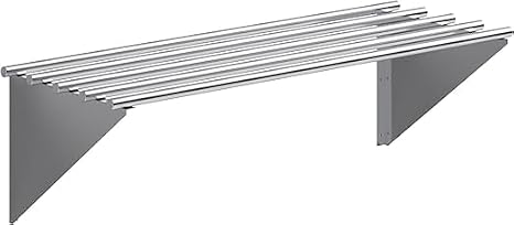 18" D x 48" L Tubular Wall Shelf, NSF Stainless Steel