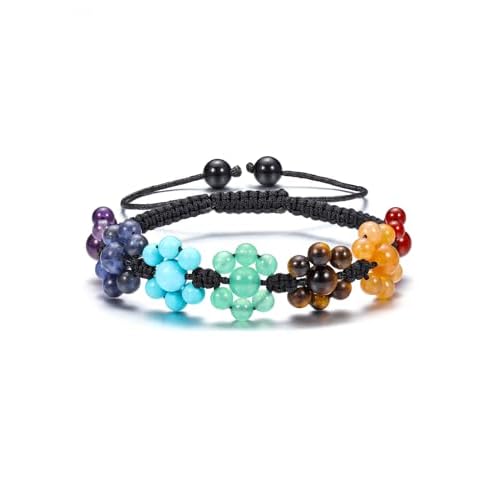 Top Plaza Bead Chakra Bracelet 7 Chakras Healing Crystals Bracelet Yoga Stone Beads Bracelets Meditation Relax Anxiety Bangle for Womens Mens