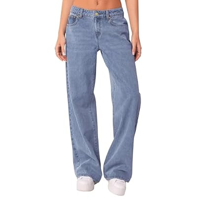 NIMIN Womens Boyfriend Jeans Straight Wide Leg Pants