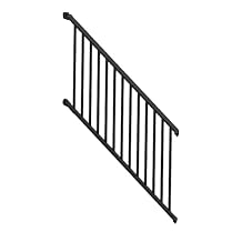 Weatherables Fairlawn Railing Kit - Aluminum Indoor/Outdoor Stair Railing Kit for Concrete Steps or Wooden Stairs, Made with Durable Low-Maintenance Black Textured Powder-Coat Finish (42 in x 8 ft)