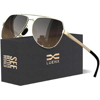 LUENX Aviator Sunglasses for Men Women Polarized New Shades Flexible Spring Hinge - UV 400 Protection