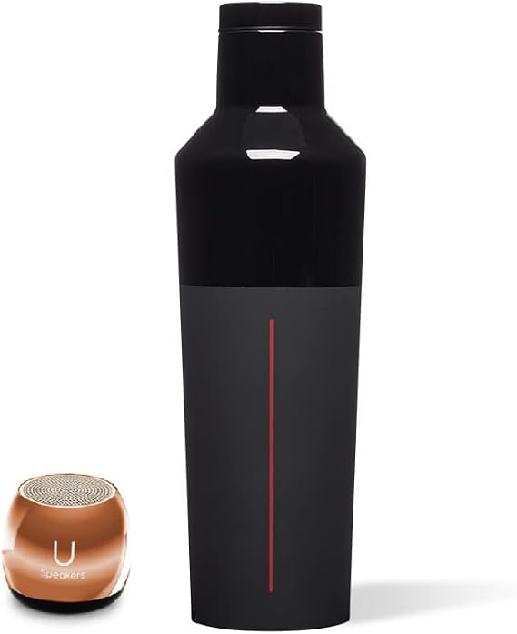 U Speakers Micro Portable Wireless Bluetooth Speaker with Mic & Selfie Remote Control Rose Gold Mirror Active Lifestyle Travel Bundle with Insulated Galaxy Far Away Trendy 16 oz. Canteen Bottle Black