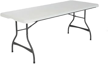 Heavy Duty Rectangular 6 Foot Commercial Grade Stacking Folding Utility Table for All Events (White Granite, 4 Pack)