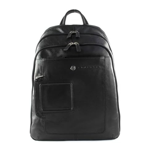 PIQUADRO Vibe Leather Backpack for PC 15 Inches with Three Compartments, Black, One Size, Casual