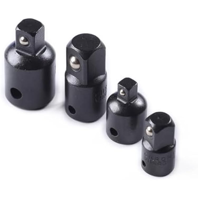 4pcs 12 to 38 38 38 to 14 Square Ratchet Socket Reducer Adapter Kit Black