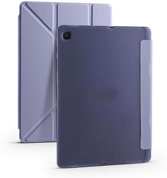 Elfia Samsung Galaxy Tab S6 Lite SM-P610 P615 P617 P620 P625 ile Uyumlu Kılıf Silikon Yumuşak 4 Farklı Stand Olabilen Kalem Bölmeli Kapaklı Tablet Kılıfı Mor