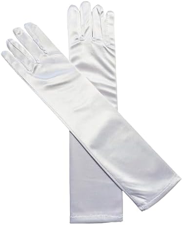 Aslana 14"-15" Elbow Long Satin Gloves for 4-9 yrs Girls Kids Flower Girls Princess Cosplay