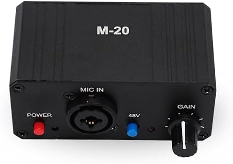 Microphone Preamp, High Gain 48V Power Mic Booster, for Dynamic and Condenser Microphones Booster, Suit for Recording, Podcasting and Live Streaming