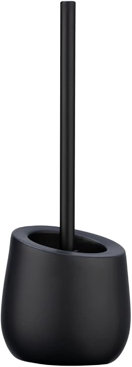 WENKO Badi Black Toilet Brush Set, Ceramic with Matte Finish, Includes Toilet Brush with Silicone Brush Head and Non-Stick Effect