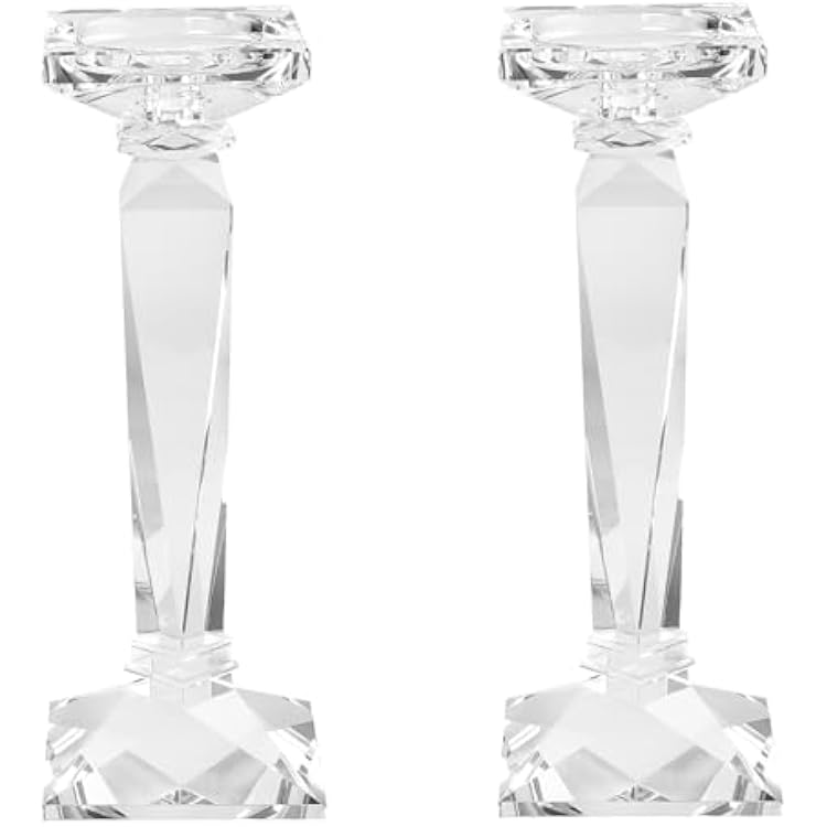 kitCom Crystal Candle Holders Set of 2,10.5 Tall Crystal Candlestick Holders, Candlestick Holders Taper Candle Holders for Table Wedding Housewarming Gifts Decor
