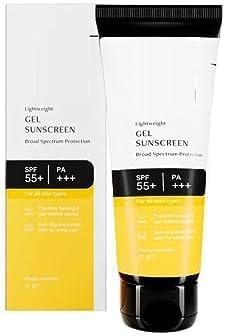 Gel Sunscreen SPF 55+ and PA+++ | Gel based sunscreen for oily skin, combination skin, normal skin | Broad spectrum sunscreen, No White Cast, Lightweight, Non greasy - 50g