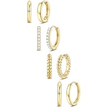 Jstyle Small Gold Huggie Hoop Earrings for Women Trendy - 14K Gold Plated Huggie Earrings Hypoallergenic Cartilage Earring Stacks Cute Dainty Huggie Hoops Earring Sets for Multiple Piercing
