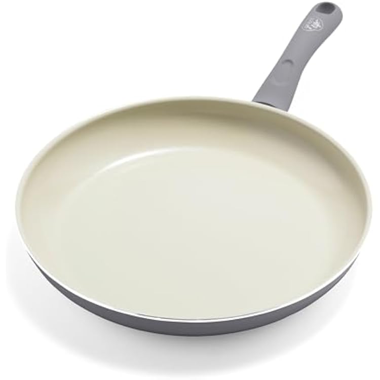 GreenLife Soft Grip 12 Frying pan, Non-Toxic PFAS-Free Ceramic Nonstick, Stay-Cool Handles, Wobble Free, Dishwasher & Oven Safe, Gray