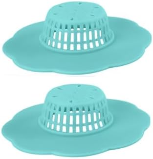 2Pcs Blue Hair Catcher Silicone Hair Stopper Shower Drain Covers Easy to Install and Clean Suit for Bathroom Bathtub and Kitchen Bathroom Sink and Bathtub Accessories