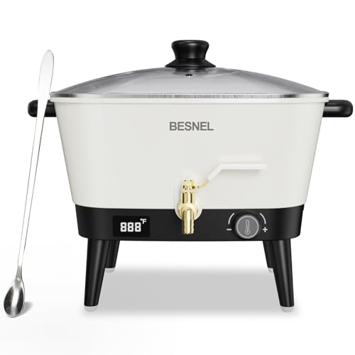 BESNEL Wax Melter for Candle Making, 8Qts Candle Wax Melting Pot with Spout for Soy Wax Soap Base, Electric Wax Melter for Candle Making with Temp Control, Easy Pour,Non-StickWhite