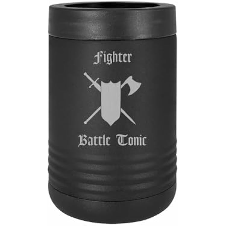D&D Gifts Fighter Battle Tonic Insulated Stainless Steel Beverage Holder Engraved Can Bottle Holder DND Dungeons Dragons 2 pack