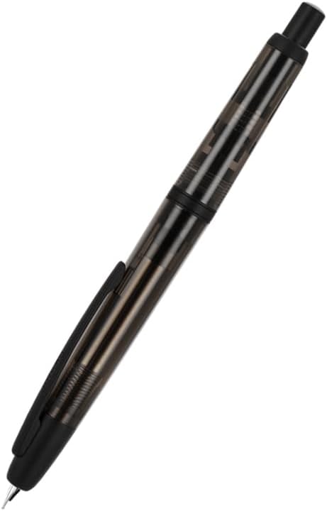 Jinhao 20 Press Retractable Fountain Pen Extra Fine Nib with Converter Resin Writing Gift Pen, Transparent Black