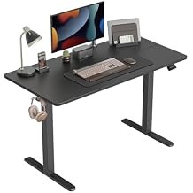CubiCubi Electric Standing Desk, 40 x 24 Inches Height Adjustable Sit Stand Desk, Ergonomic Home Office Computer Workstation, Light Rustic Brown