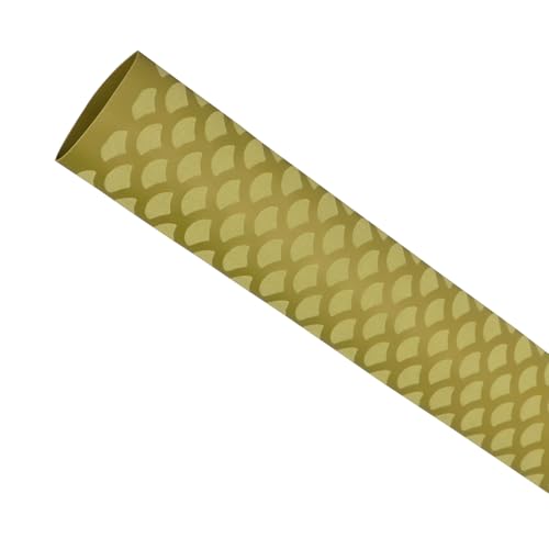 Heat Shrink Tubing, 3.28ft 2:1 Shrink Ratio Heat Shrink Tube for Fishing Rod Grips with Non Slip Waterproof, Fish Scale Pattern Heat-Shrink Tubing 1, Gold, Dia:25mm