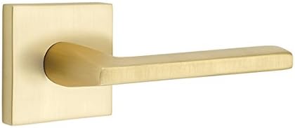 Emtek Privacy Set, Square Rosette, Helios Lever (Left Hand, Satin Brass)