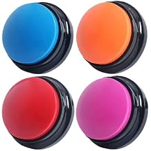 Voice Recording Button, Dog Buttons for Communication Pet Training Buzzer, 30 Second Voice Record and Playback, Funny Gift for Study Office Home 4 Pack Red/Blue/Rose/Orange