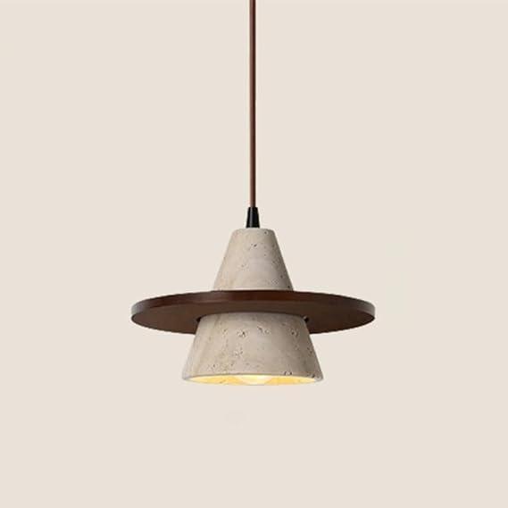 Modern Minimalist Dining Table Light Nordic Creativity Kitchen Island Natural Marble Hanging Lamp Japanese Wabi Sabi Style Yellow Travertine Bedside