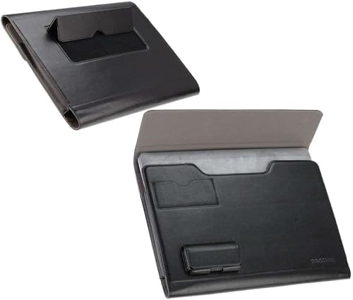 Black Leather Folio Case - Compatible with Trekstor C13B