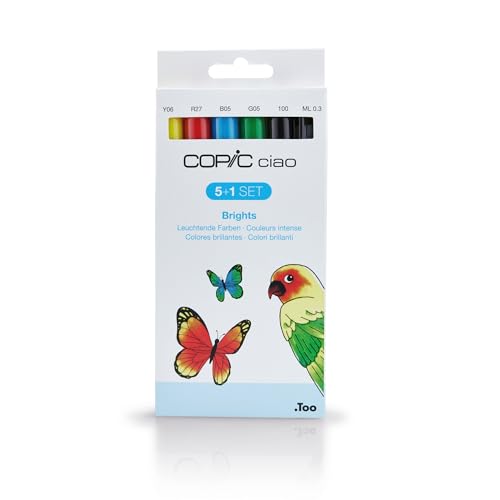 Copic Ciao Coloured Marker Pen - 51 Set Bright Colours, For Art & Crafts, Colouring, Graphics, Highlighter, Design, Anime, Professional & Beginners, Art Supplies & Colouring Books