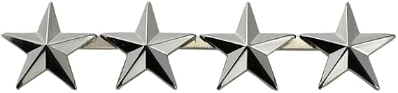 Hero's Pride 4 Star Rank Insignia, Five-Pointed Star Pin, 2 Posts and Clutch Backs, Pack of 2