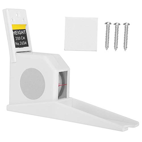 Height Measurement, 2 Meters Height Stature Meter Retractable Measuring Tape Ruler Metal Measuring Tool with Wall PlateWhite