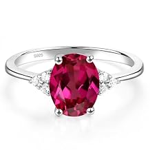 LUO 925 Sterling Silver 9x7mm Oval Shaped Birthstone Gemstone Rings for Women, Engagement Ring Birthstone Jewelry Wedding Promise for Lady Size 3-13