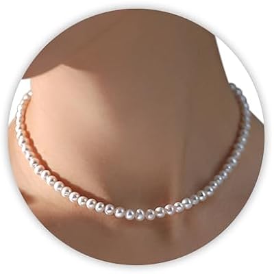 Trinckle Pearl Necklaces for Women, Gold Pearl Choker Single Pendant Necklace Layered Daisy Jewelry for Prom Birthday Gifts, Prom Wedding Strands for Bride Bridesmaids as Beach Summer Accessories