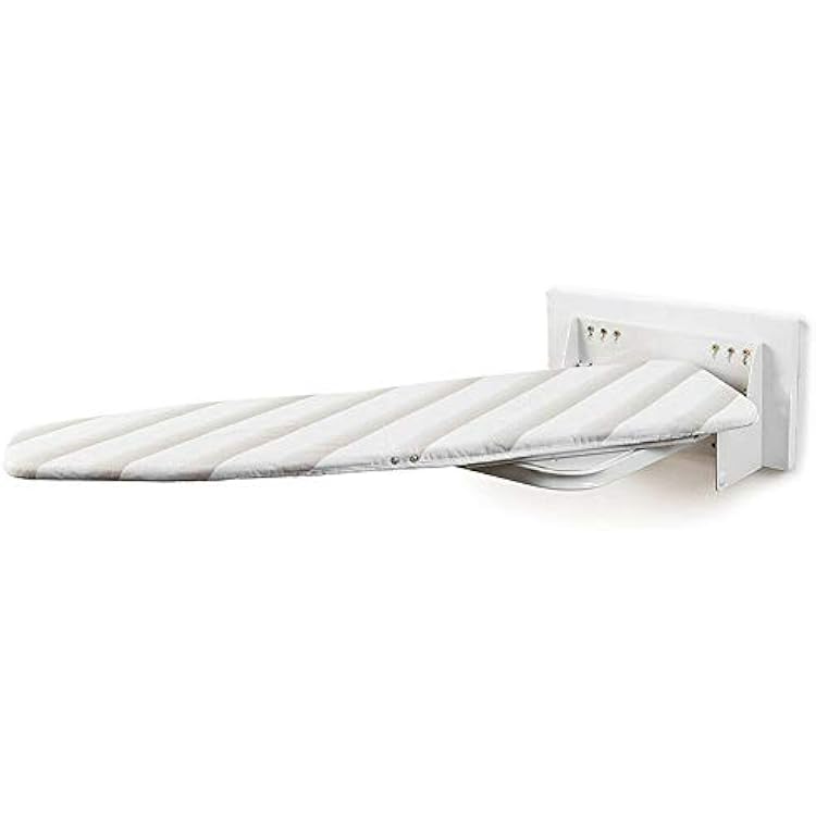 Wall Mounted Ironing Board Foldable Clothes Ironing Table Hiding 180 Degree Swivel Heavy Duty Ironing Board with a Washable Ironing Board Cover for Home Laundry Room White