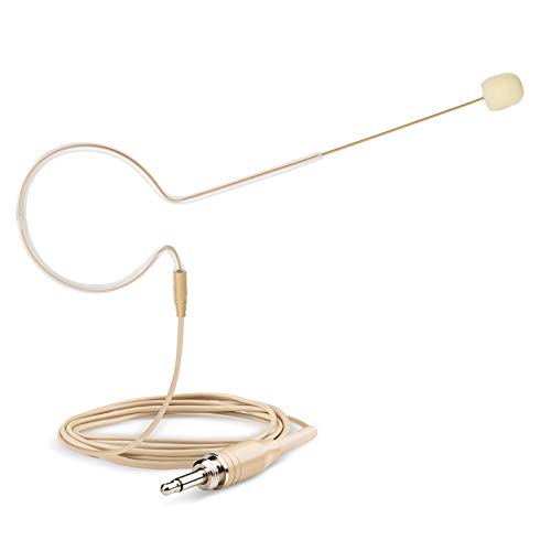 Headset Headworn Microphone - 3.5mm Thread Screw Lock Head Microphone for Wireless System & BodyBelt Pack Transmitter Beige Single Earhook Omnidirectional Headset Head Mic