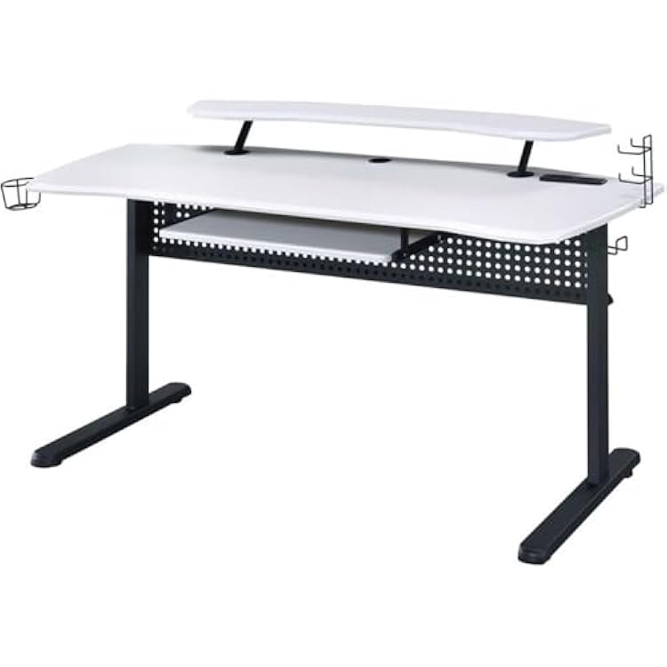 Acme Vildre Wooden Top Gaming Table with USB Port in Black and White