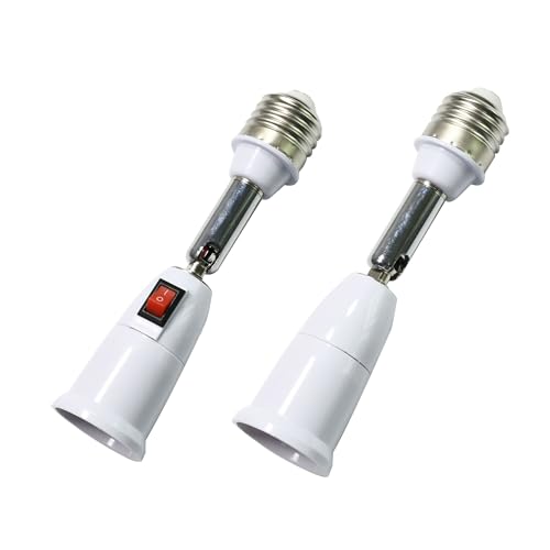 Light Bulb Socket Extender, 360 Degrees Adjustable E26E27 LED Bulb Socket Splitter Adapter with Switch Control, 180 Bendable Standard Lamp Extension Outlet Converter Adapter 1 in 1
